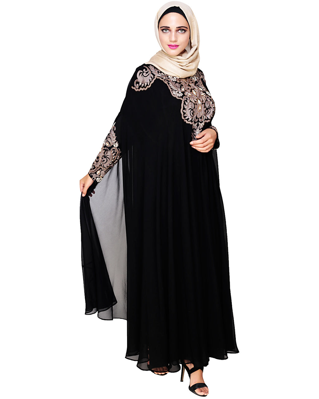 Luxury Black Irani Kaftan DARK WINE