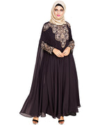Luxury Black Irani Kaftan Dark Grey