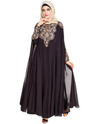 Luxury Black Irani Kaftan DARK WINE