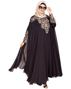 Luxury Black Irani Kaftan DARK WINE