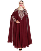 Luxury Black Irani Kaftan DARK WINE
