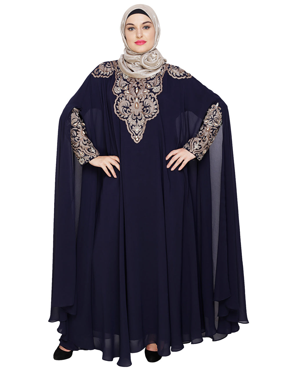 Luxury Black Irani Kaftan DARK WINE