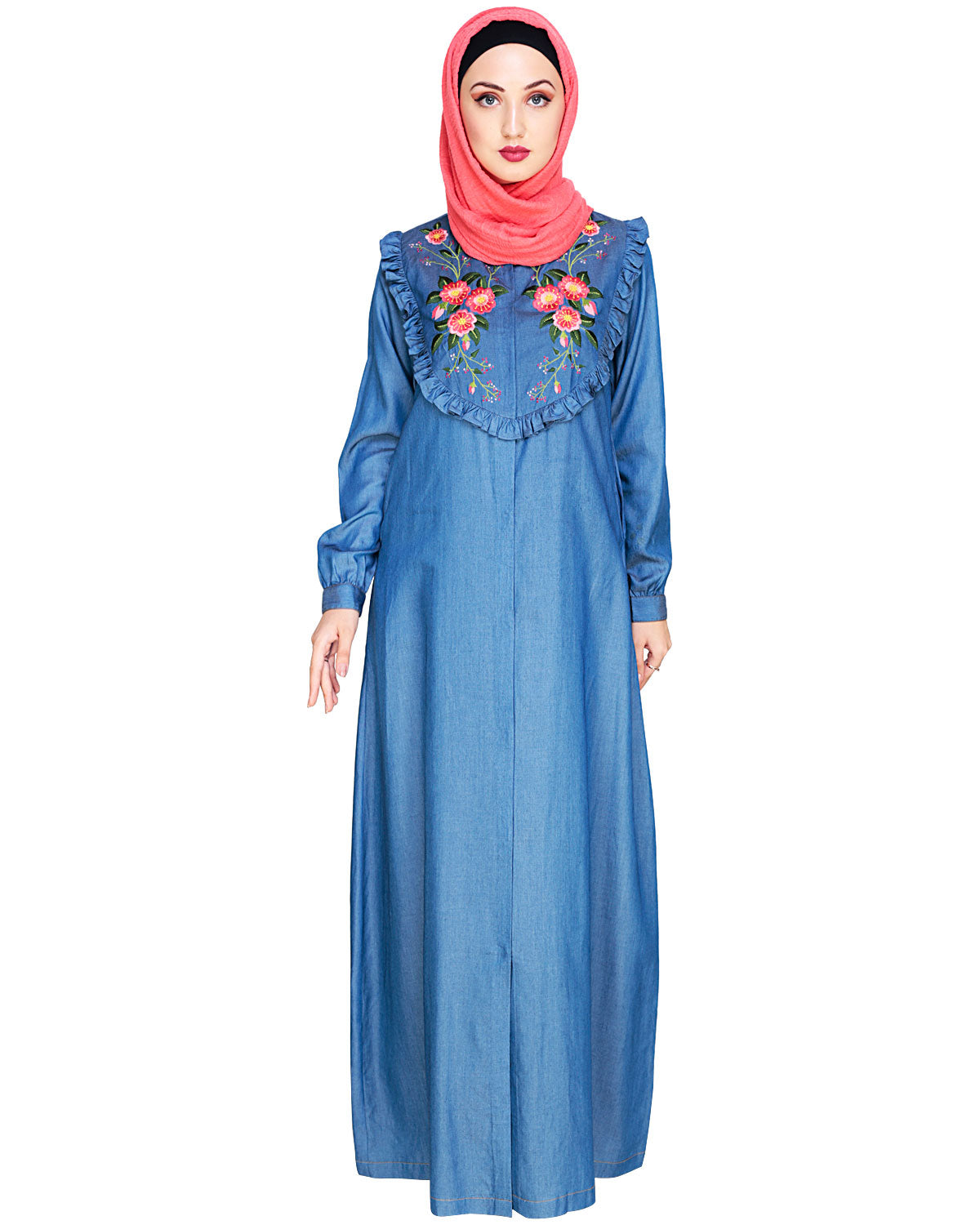 Ruffled Affair Abaya Blue