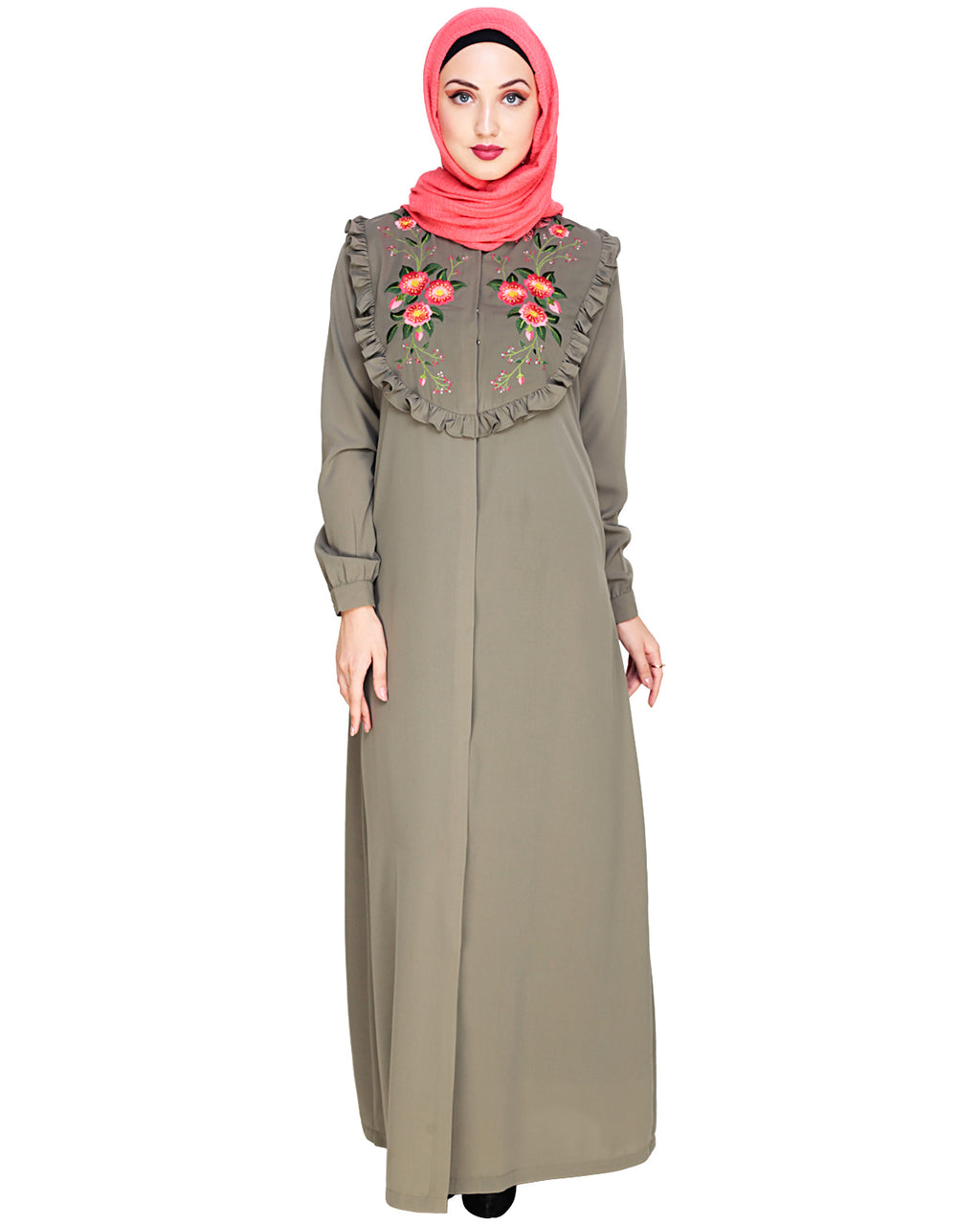 Ruffled Affair Abaya Blue