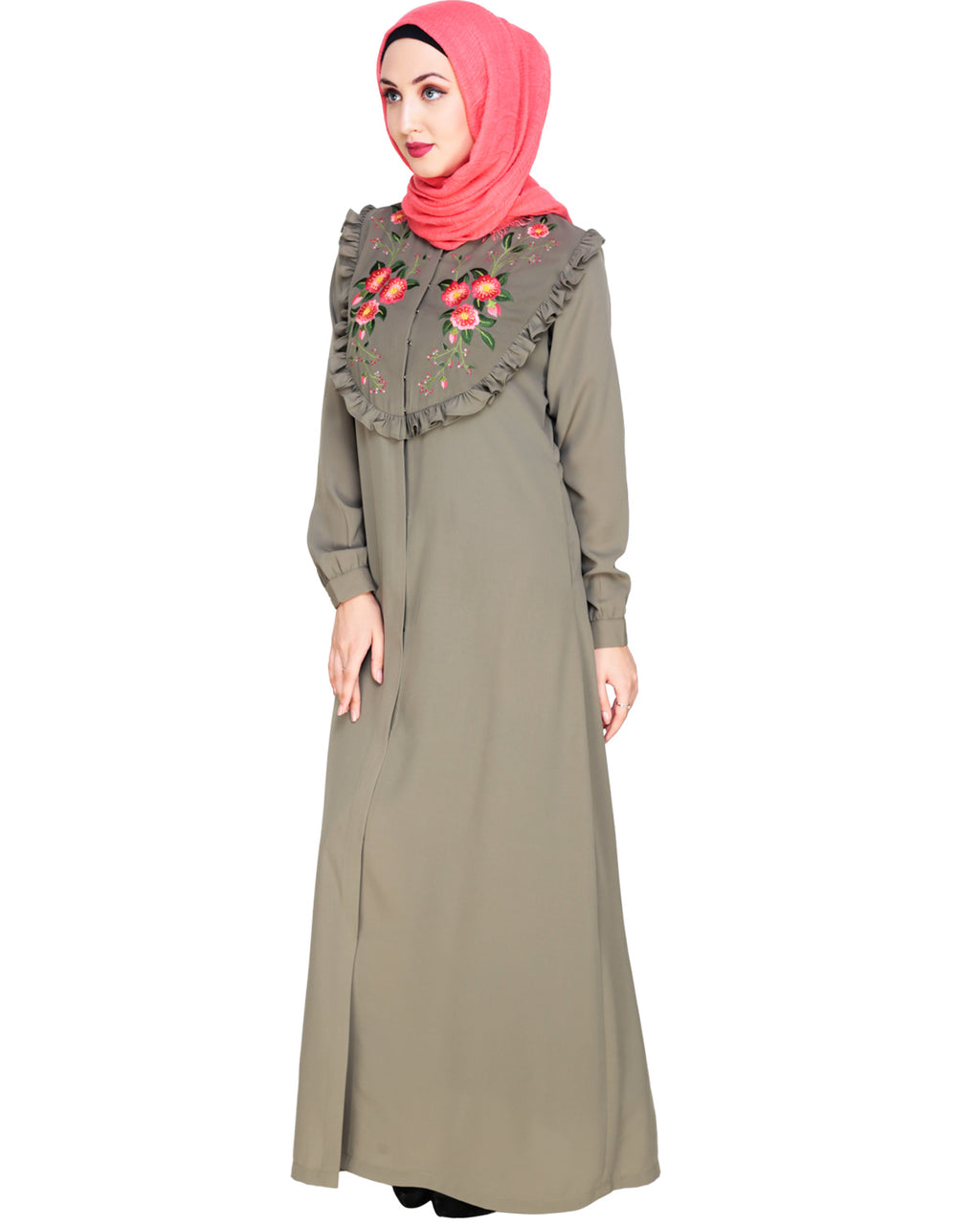 Ruffled Affair Abaya Blue