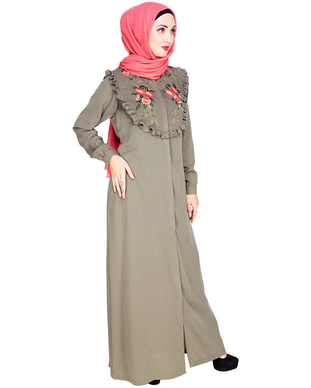 Ruffled Affair Abaya Blue