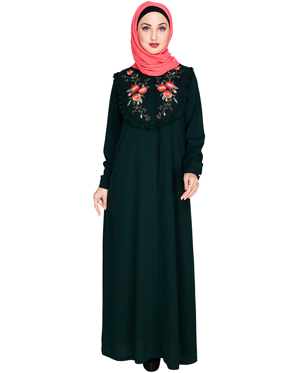 Ruffled Affair Abaya Green