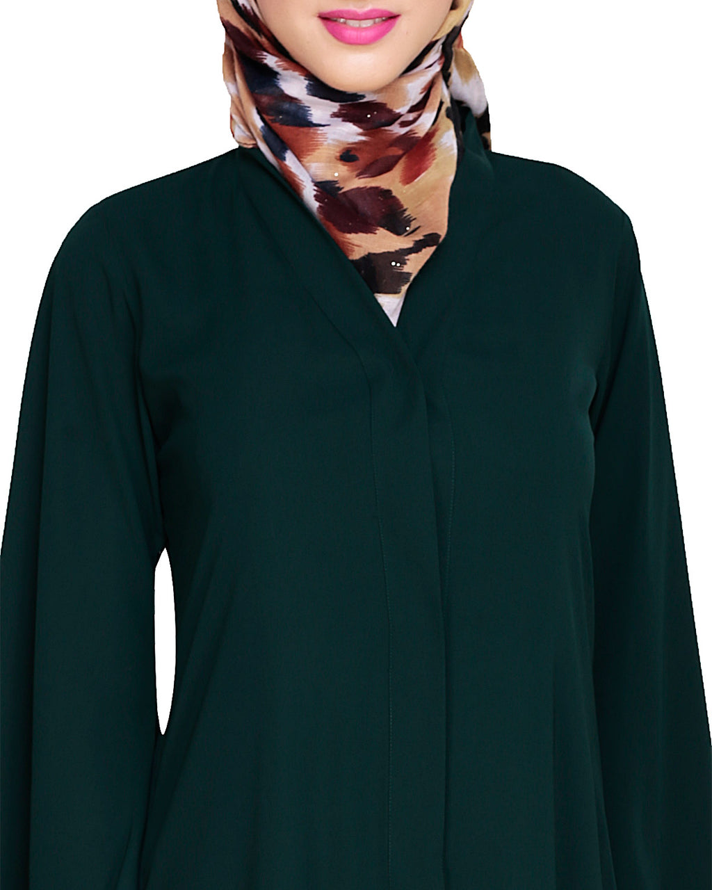 Criss Cross Detailing Abaya Bottle Green