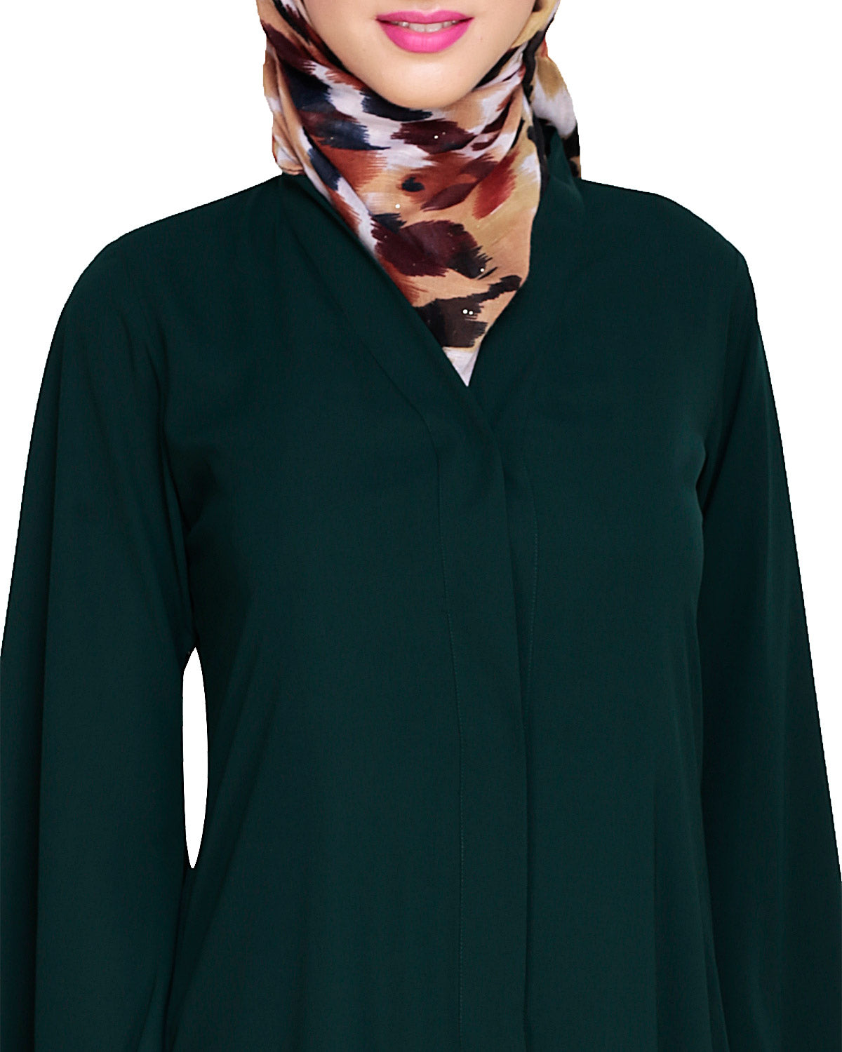 Criss Cross Detailing Abaya Bottle Green