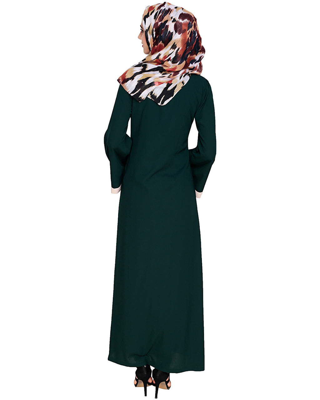 Criss Cross Detailing Abaya Bottle Green