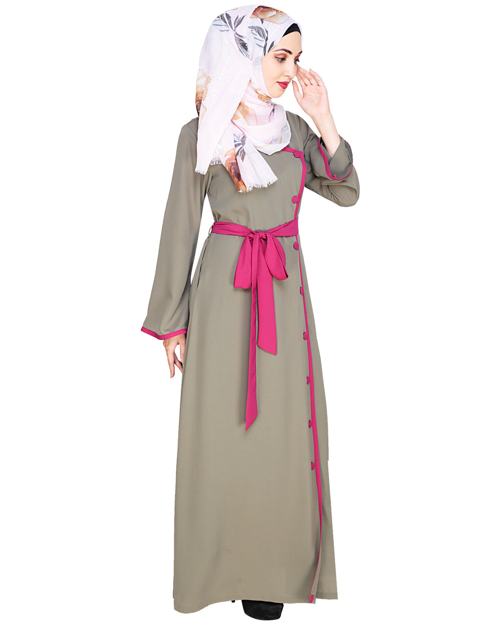 Vougish Angarkha Abaya Grey