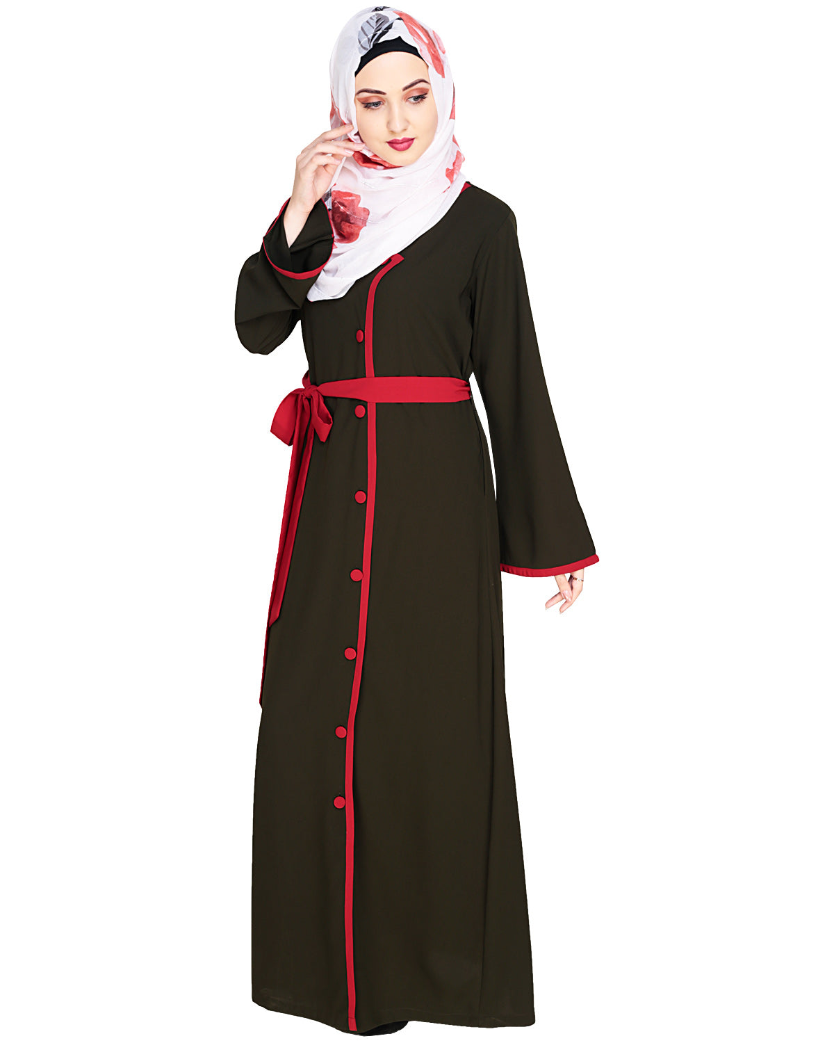 Vougish Angarkha Abaya Olive