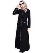 Metallic Zip Abaya Black