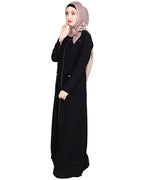 Metallic Zip Abaya Black