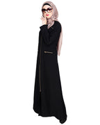 Metallic Zip Abaya Black