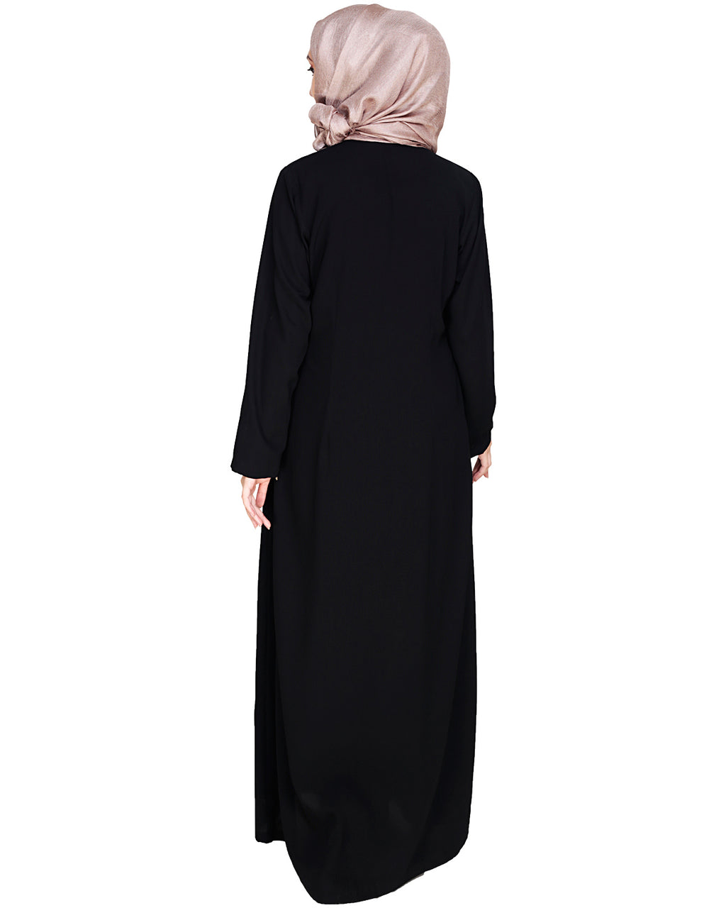 Metallic Zip Abaya Black