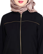 Metallic Zip Abaya Black