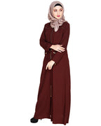 Metallic Zip Abaya Brown