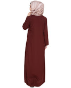 Metallic Zip Abaya Brown