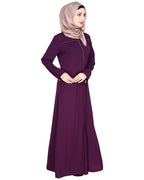 Metallic Zip Abaya Purple