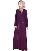 Metallic Zip Abaya Purple