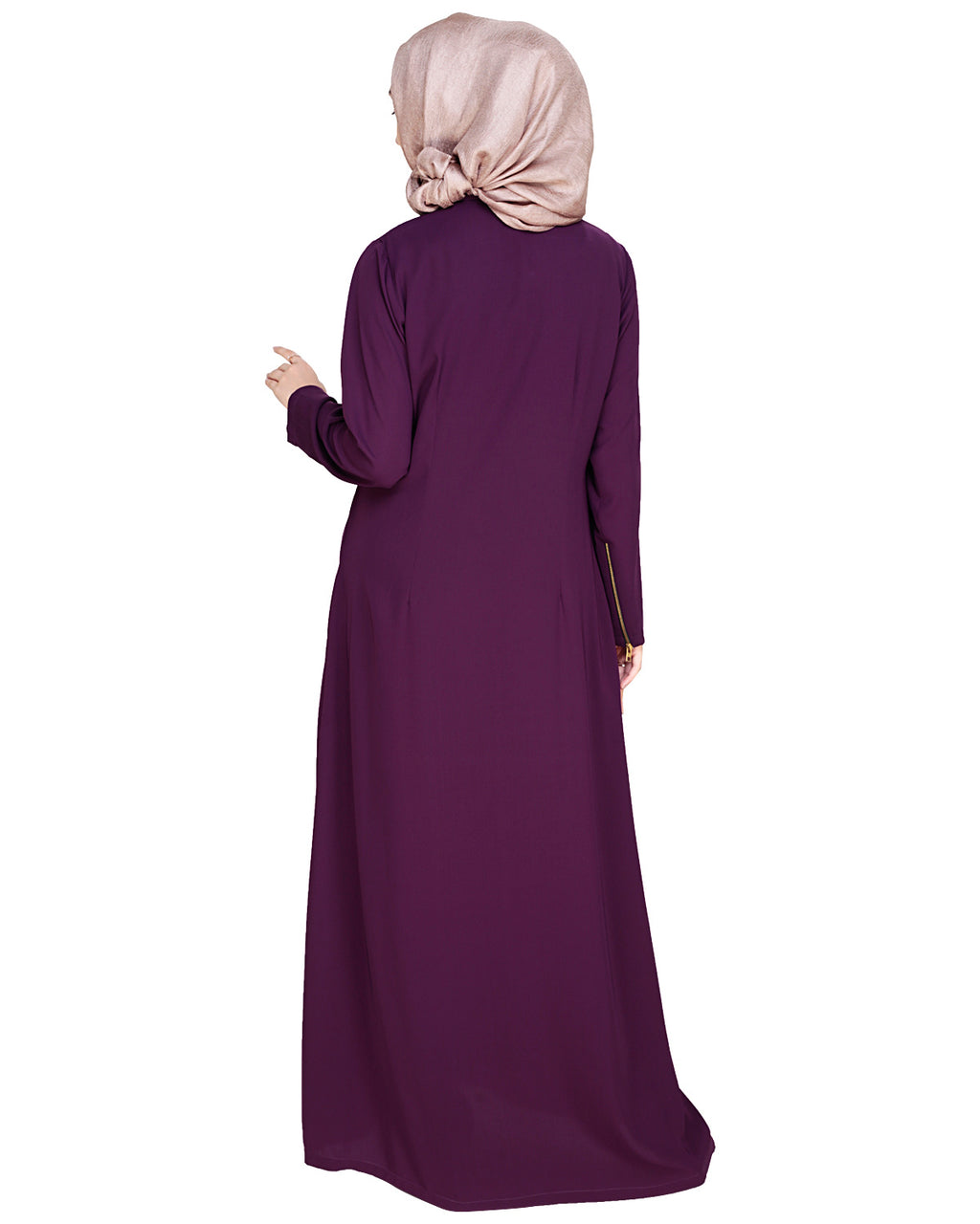 Metallic Zip Abaya Purple