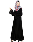 Flouncy Laced Abaya Black
