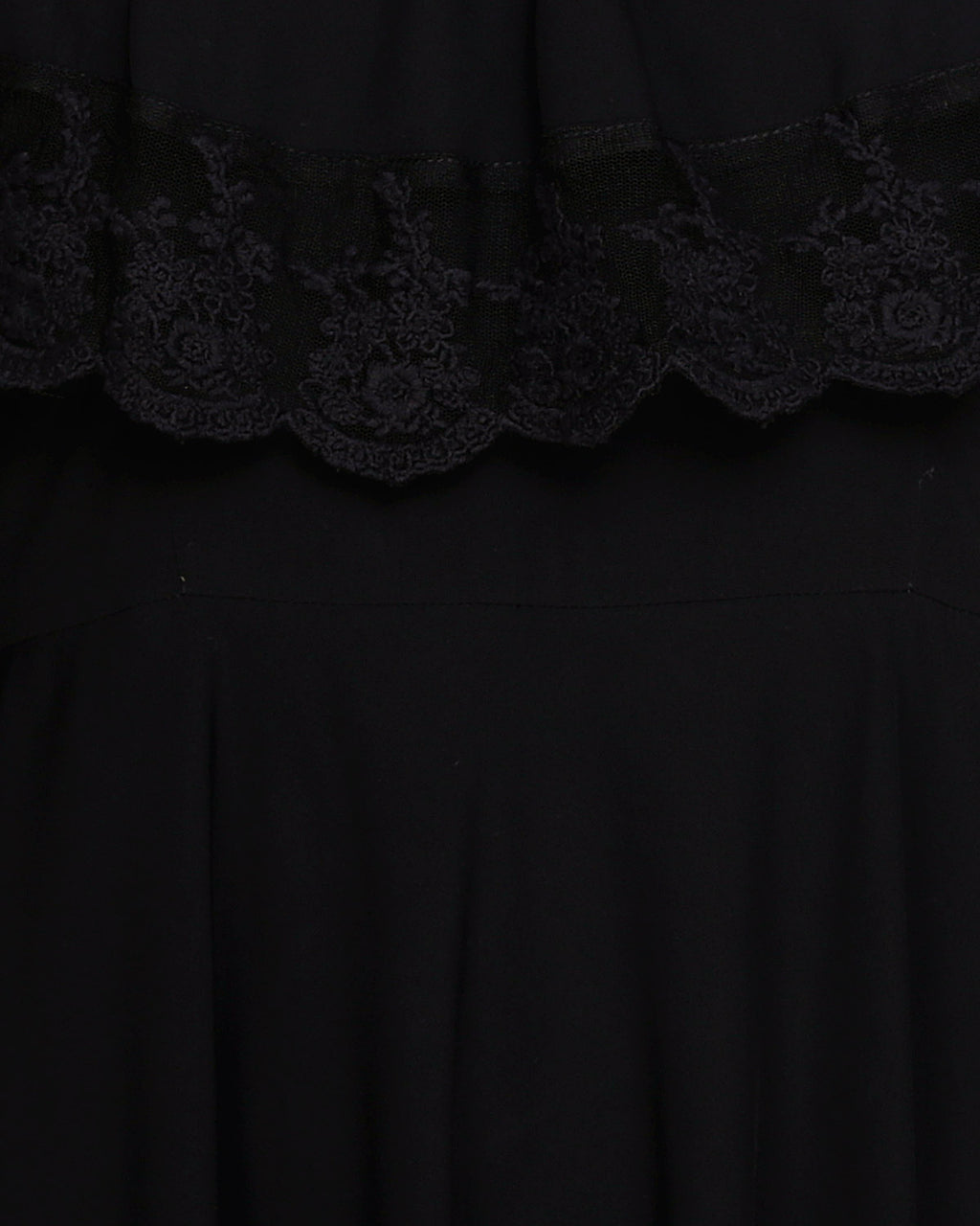 Flouncy Laced Abaya Black