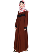 Flouncy Laced Abaya Brown