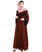Flouncy Laced Abaya Brown