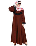 Flouncy Laced Abaya Brown