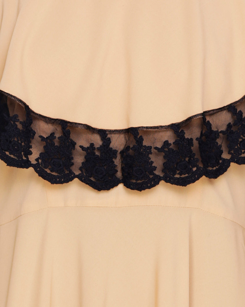 Flouncy Laced Abaya Dark Beige