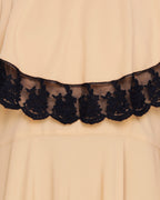 Flouncy Laced Abaya Dark Beige