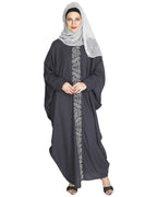 Flouncy Laced Abaya Dark Grey