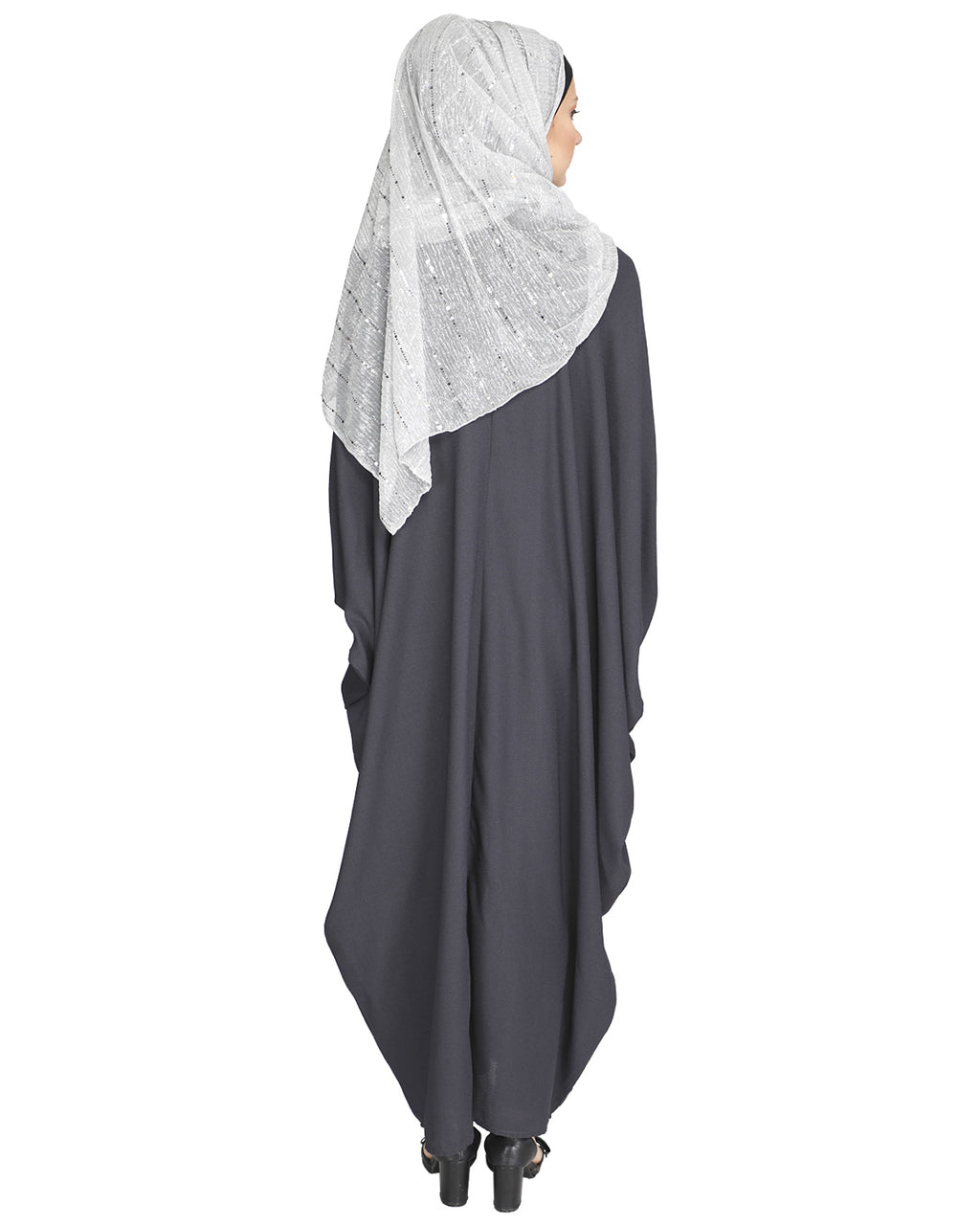 Flouncy Laced Abaya Dark Grey