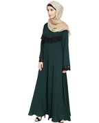 Flouncy Laced Abaya Green