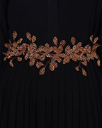 Majestic Floral Dubai Style Belt Abaya Brown