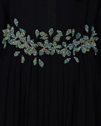 Majestic Floral Dubai Style Belt Abaya Green