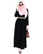 Majestic Floral Dubai Style Belt Abaya Peach