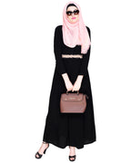 Majestic Floral Dubai Style Belt Abaya Peach