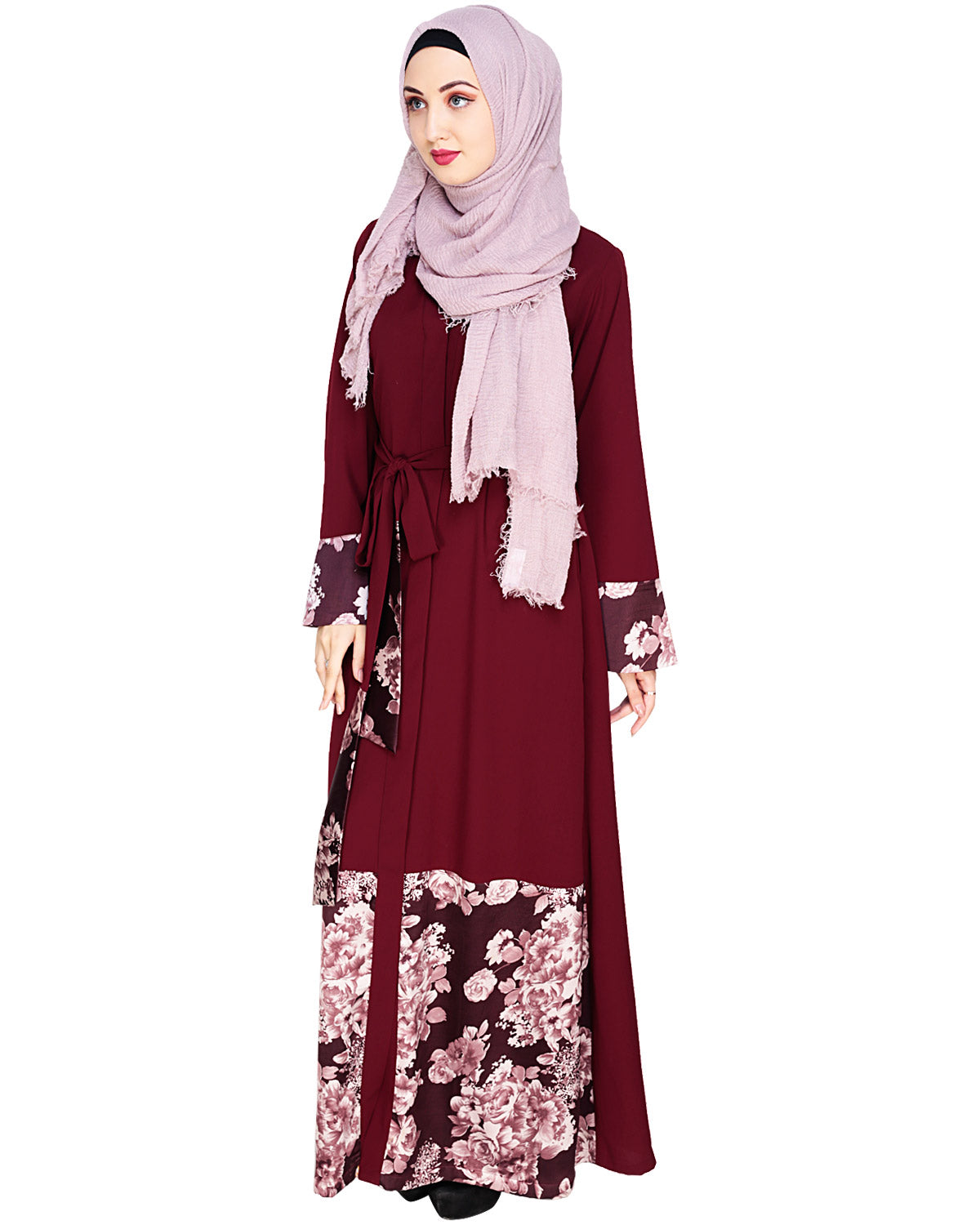Premium Satin Abaya Wine