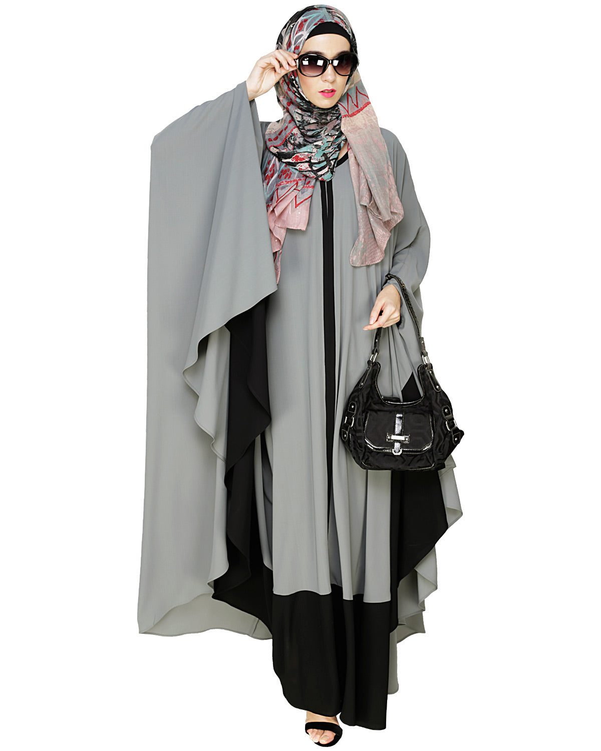 Colour Block Irani Kaftan Gray