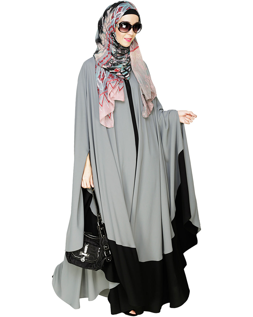 Colour Block Irani Kaftan Gray