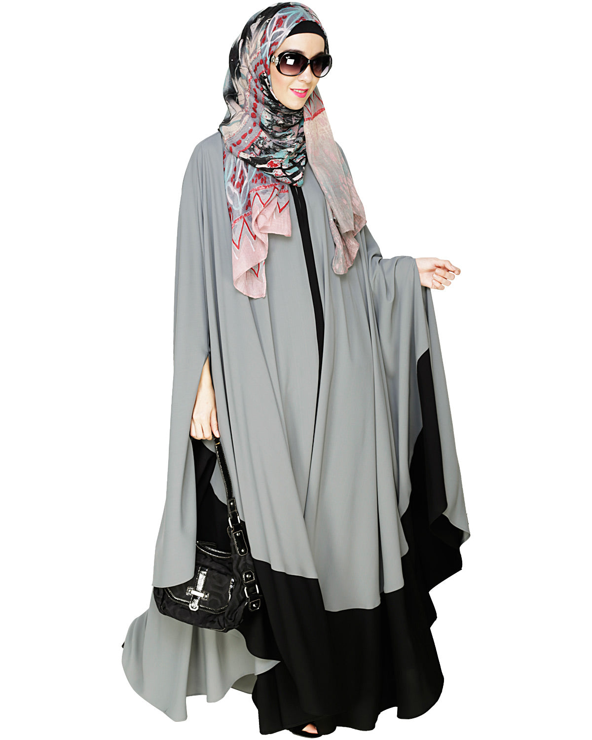 Colour Block Irani Kaftan Gray