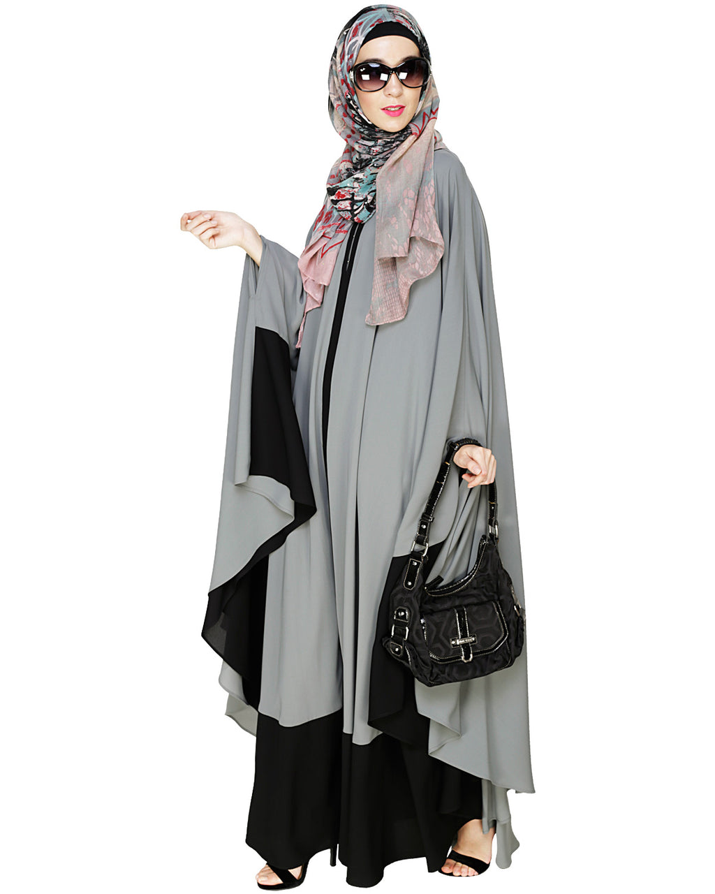 Colour Block Irani Kaftan Gray
