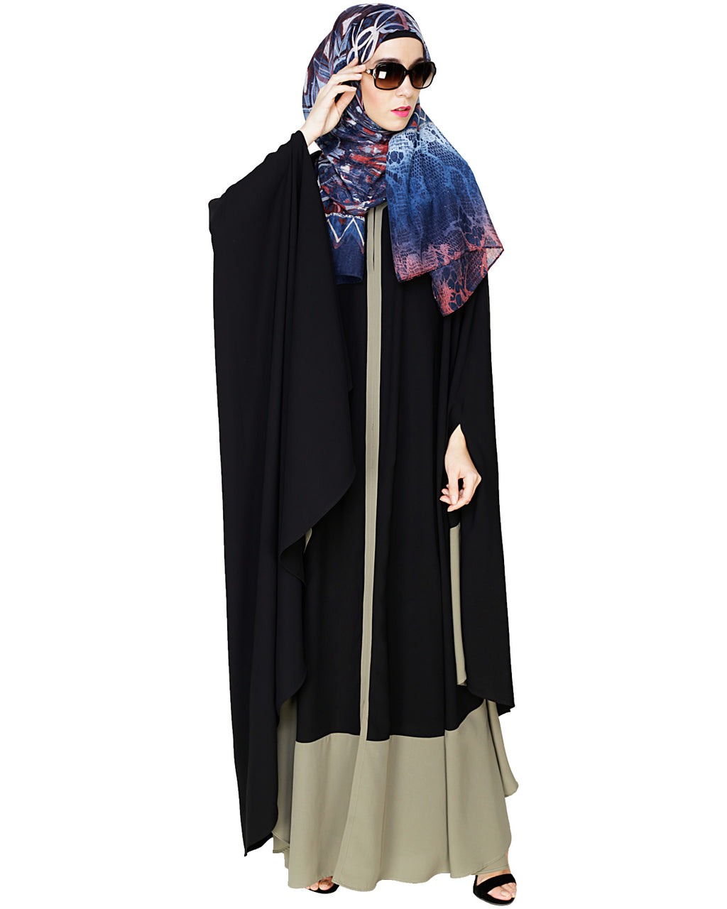 Colour Block Irani Kaftan Black