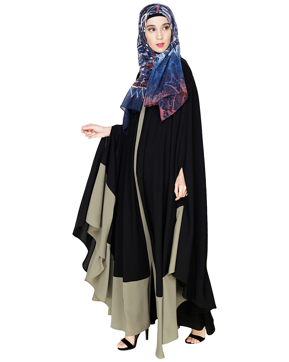 Colour Block Irani Kaftan Black