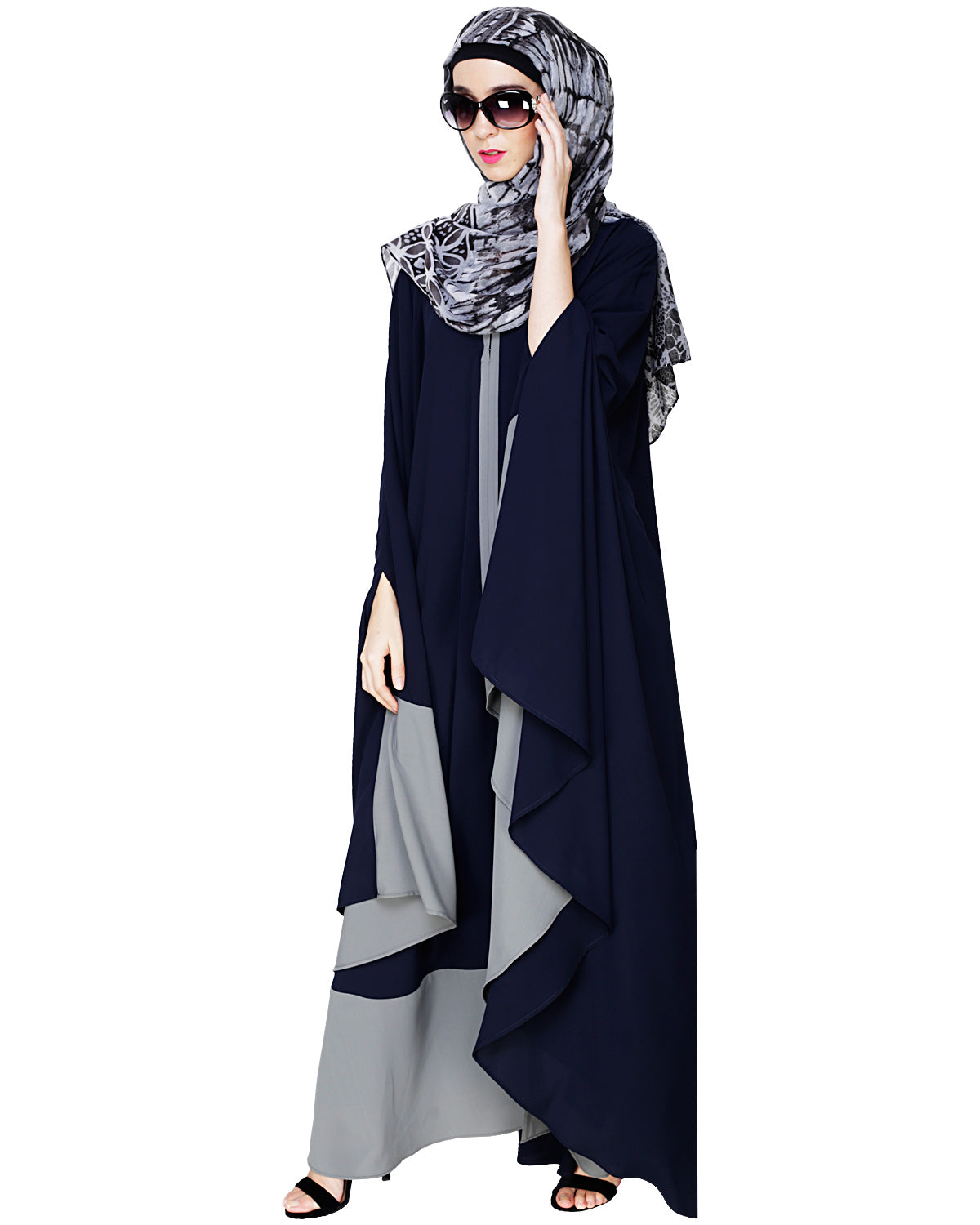 Colour Block Irani Kaftan Blue