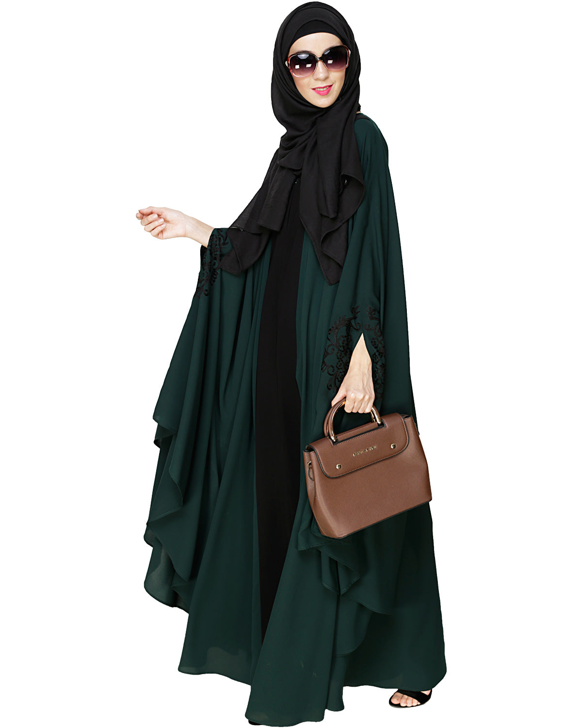 Delicate Embroidered Irani Kaftan Green