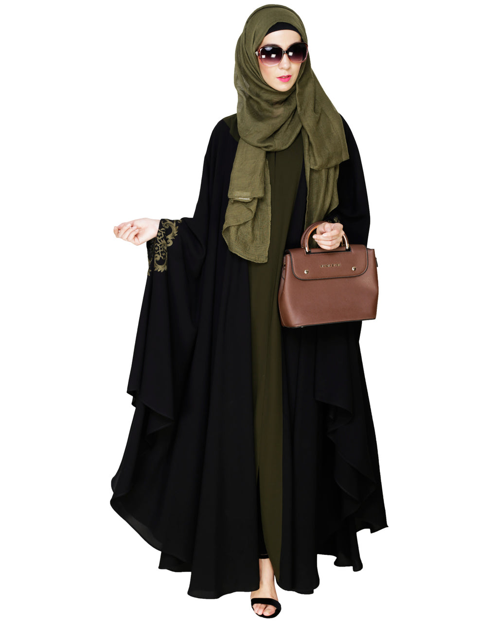 Delicate Embroidered Irani Kaftan Black